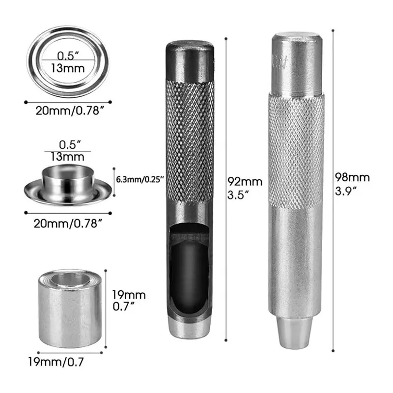 Heavy Duty Metal Eyelets 1/2 Inch Multicolored Grommet Kit For Fabric Curtains, Tarps Tents& Covers-A68E