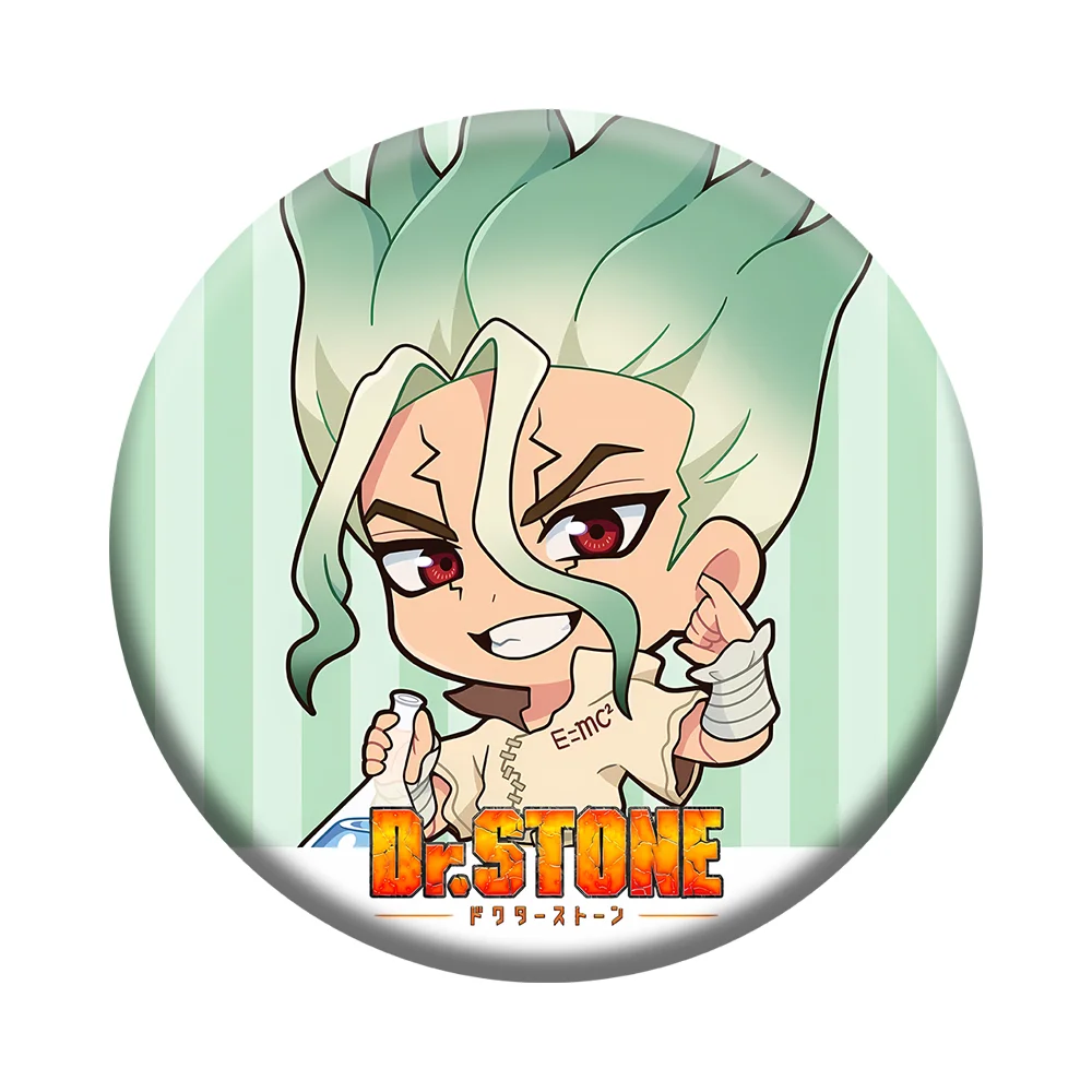 Anime Dr.STONE 58mm Button Badge Senku Gen Kohaku Ryusui Stanley Xeno Brooch Pin Backpack Hat Accessories Collectible Fan Gift