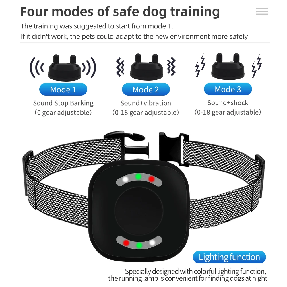 Collar electrónico de entrenamiento para perros, dispositivo con Control remoto, resistente al agua, antiladridos, con sonido y vibración, 800m,