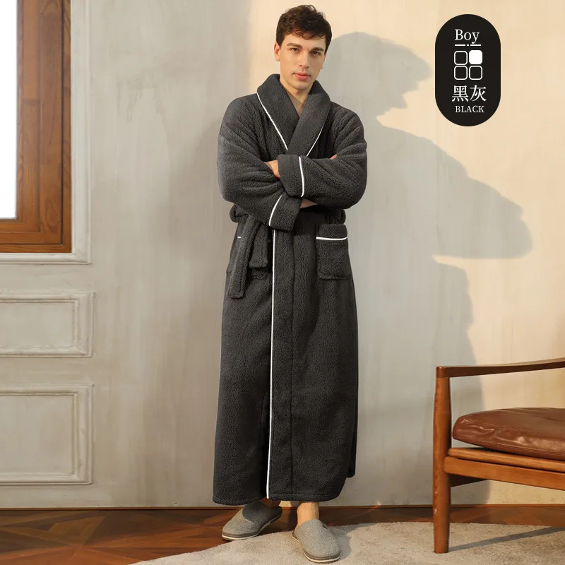 Autumn Winter Thickened Warm Plus Size Couple Dressing Gown Beauty Salon Health Club\'s Style Knee-Length Luxury Noble Robe