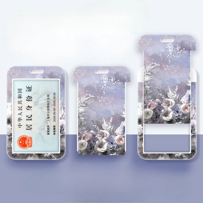 1Pc Aesthetic Van Gogh Oil Painting Flower Card Holder Student Bus Meal Card Protector Girls ID Card Kpop Photocard Hard Shell