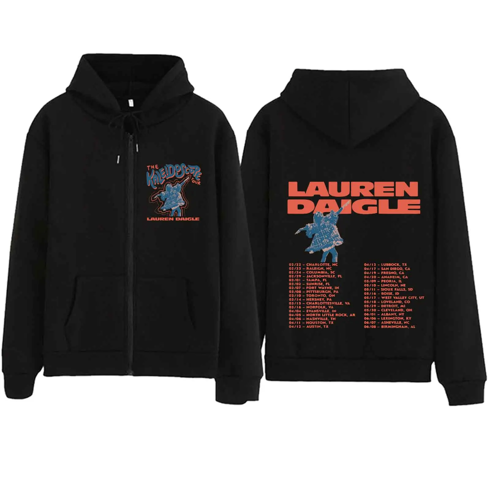 

Lauren Daigle The Kaleidoscope Tour 2024 Zipper Hoodie Harajuku Pullover Tops Streetwear Music Fans Gift V-Neck Sweatshirts