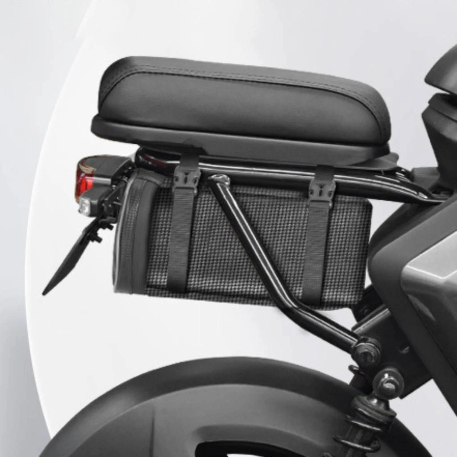 

Motorbike Rear Seat Bag Zipper Closure Motorcycle Rear Bag Travel Gear Straps Straps Black