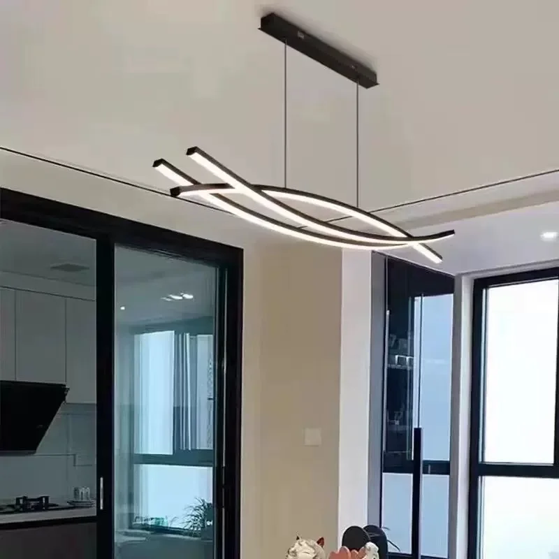 Modern Minimalist One-word Long Strip Nordic Geometric Minimalist Dining Table Chandelier for Living, Dining Room, Bar Counter