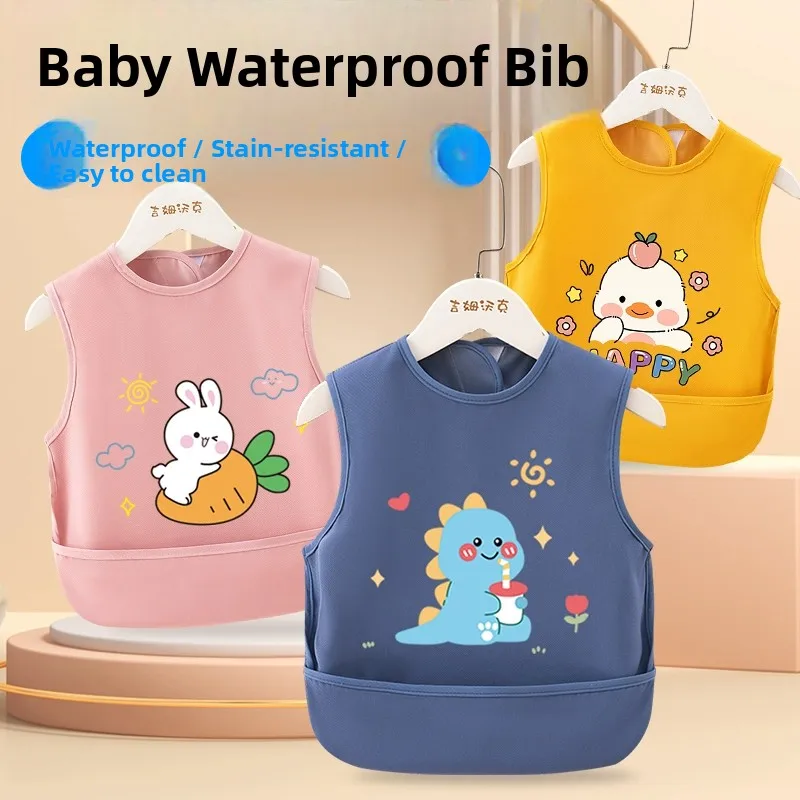 baby-eating-apron-child-supplementary-food-cover-clothes-waterproof-dirty-proof-sleeveless-inverted-skirt-thin-summer