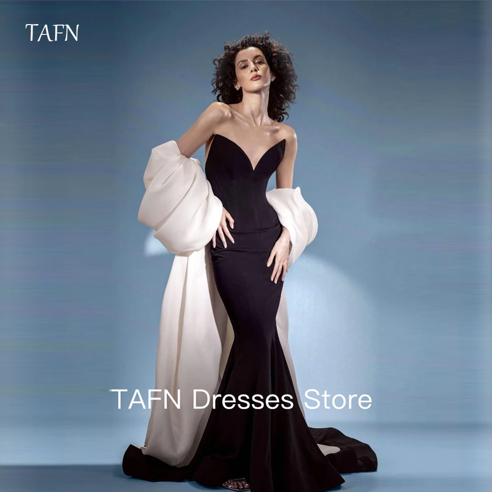 

TAFN современные черные вечерние платья русалки с пальто с глубоким вырезом и v-образным вырезом, платья для выпускного вечера, женское специальное платье по индивидуальному заказу