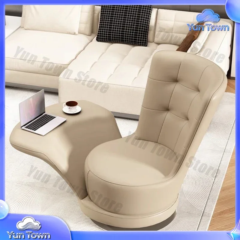 Leather Swivel Living Room Chair Modern Black Oversized Spinning Chair Nordic Luxury Relaxing Mecedora Adullto Home Furniture