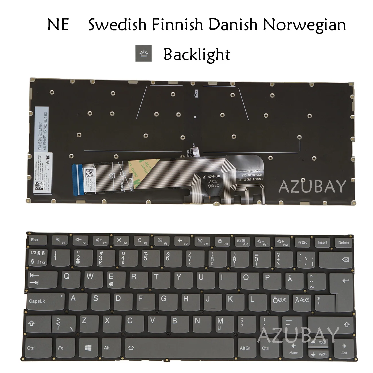 Swedish Finnish Danish Norwegian Backlit Keyboard For Lenovo Ideapad C340-14API C340-14IML C340-14IWL  530S-15IKB 530S-14IKB