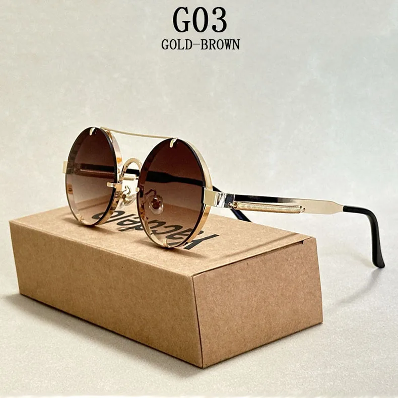 Runde Steampunk Sonnenbrille Für Männer Modische Punk Sonnenbrille Frauen Trendy Vintage Mode Gläser Retro Gafas De Sol Hombre – Detail 3
