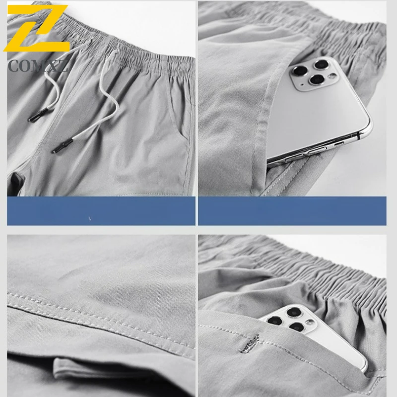 2025 Summer Cargo Shorts Men's Gym Workout Multi-Pocket Solid Color Sports Pants Casual Outdoor Fishing Hunting Bermuda Pants