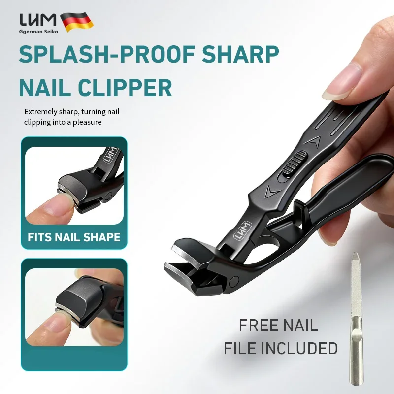 Ingrown Nail Clippers, Slanted Curved Blade Toenail Clippers, Wide Jaw Anti-Splash Nail Clipper for Thick & Ingrown Nails, Stain