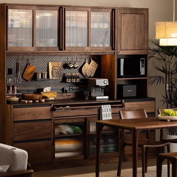 

Tea and meal side solid wood rock slab cabinet storage living room integrated wall wine cabinet