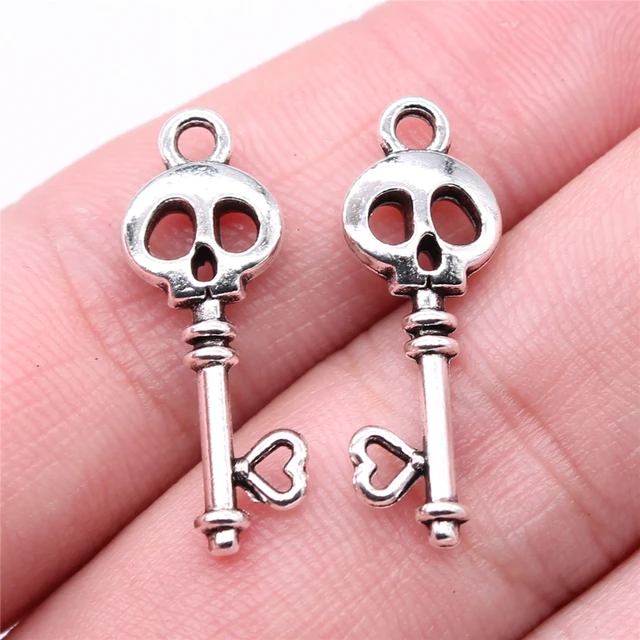 Wysiwyg 20pcs 26x9mm Skull Heart Key Charms Antique Silver Color For Diy Jewelry Making Zinc Alloy Charms Jewelry Findings Charms AliExpress