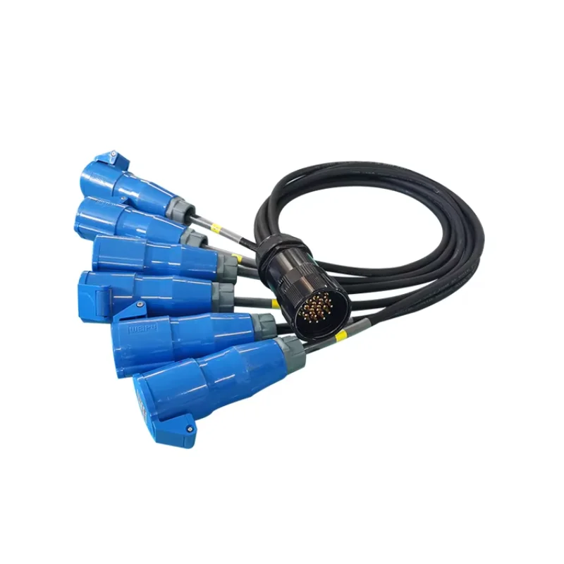 SX Male Or Female 19pin Socapex Breakout Cord To 6 Units 16A/3P CEE Sockets 3*2.5mm Power Distribution Cables