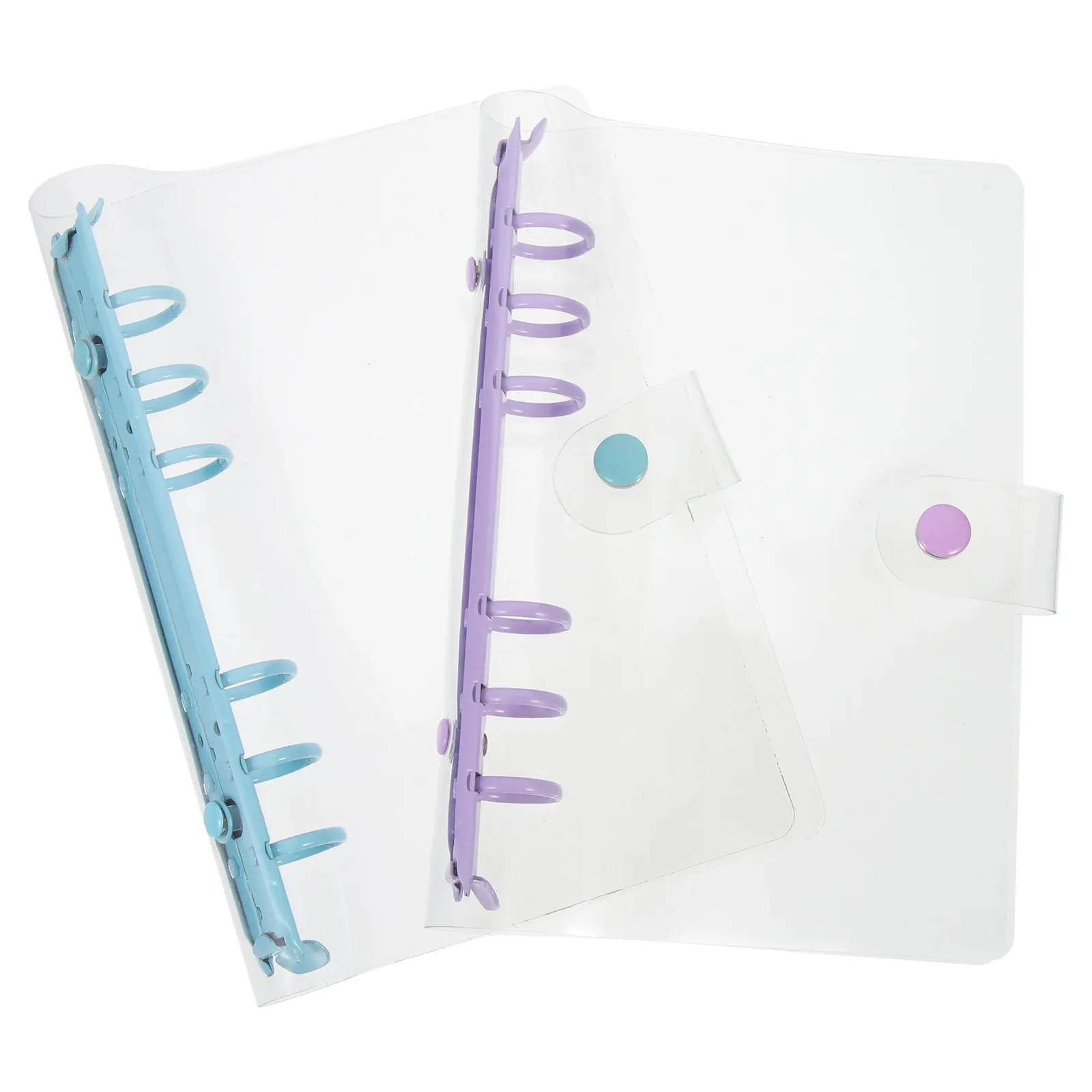 

2pcs Binder Notebook Cover Transparent PVC A6 Loose Leaf Ring Office Supplies School Accessories Scrapbook Binder