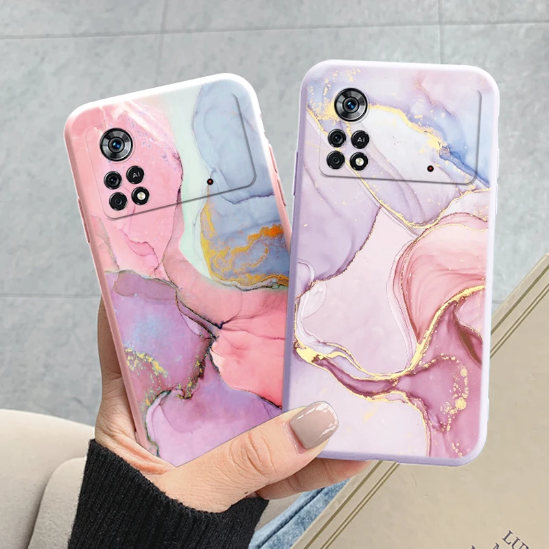 غطاء رخامي أنيق لهاتف Poco X4 Pro 5G Poco M4 Pro حافظات حماية ناعمة من السيليكون لهاتف Xiaomi Poco M4 Pro 4G