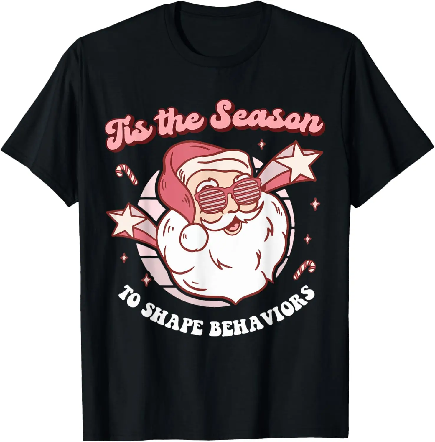 عيد الميلاد ABA العلاج السلوكي ريترو فني سانتا كلوز تي شيرت