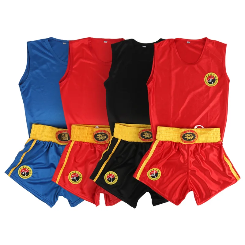 Boxtrainingsanzug Sanda Uniform Ärmelloses Oberteil und Shorts Set Kickboxen Muay Thai MMA Kampfausrüstung für Sparring-Übungen