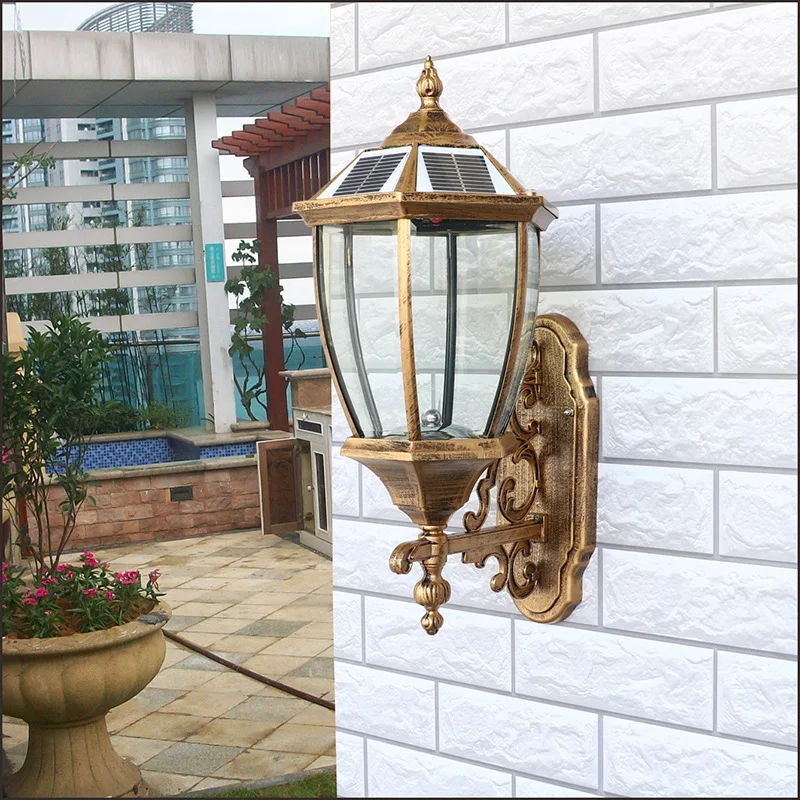 Outdoor Solar LED Wall Sconce Lights Solar Panels Sunlight Garden Decoration Street Lamps Villa Country Yard Solar Spotlights