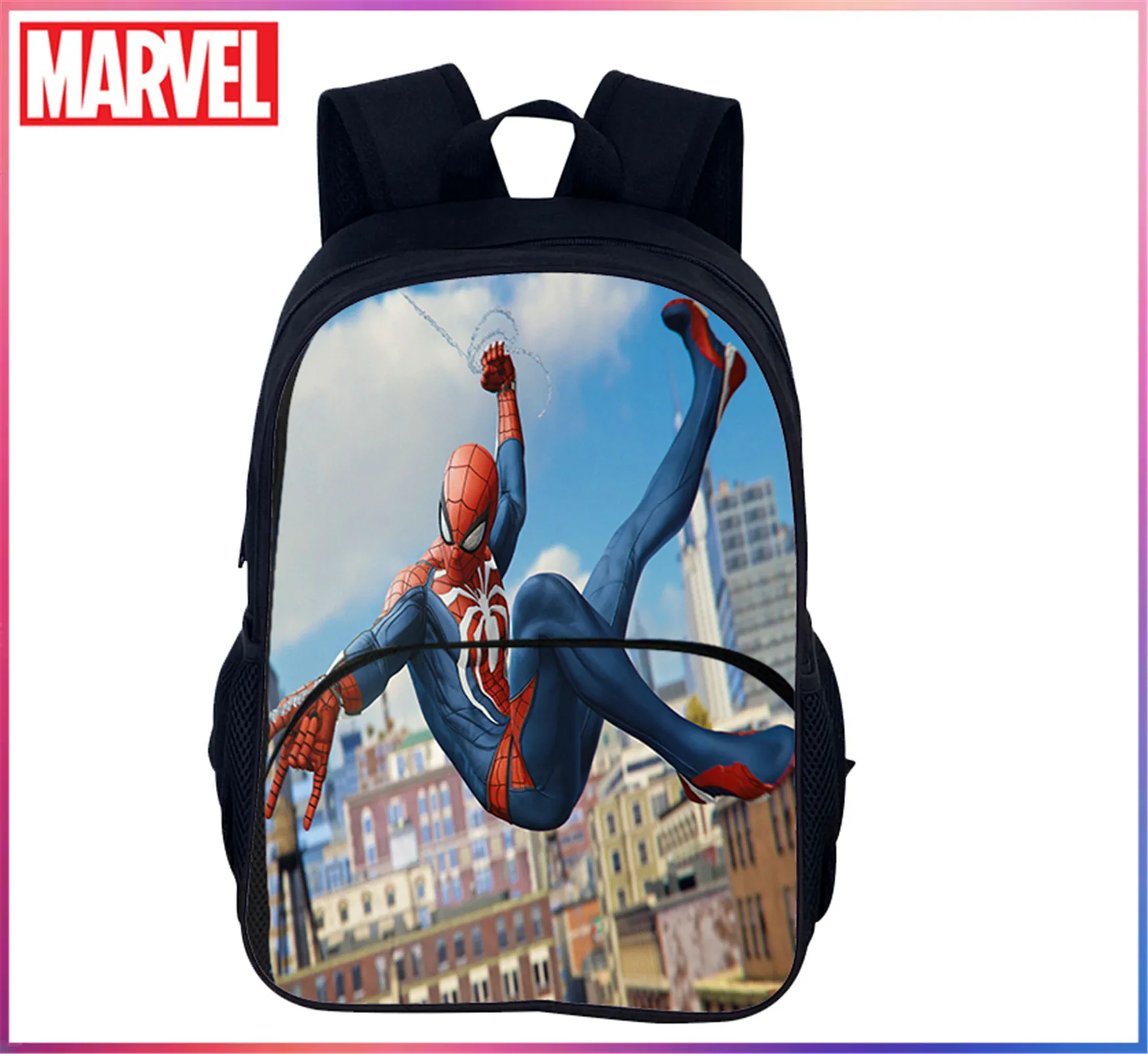 Student Spider-Man Large Little Children Rucksack-Front Pocket Backpack-Novelty Lightweight Knapsack for School