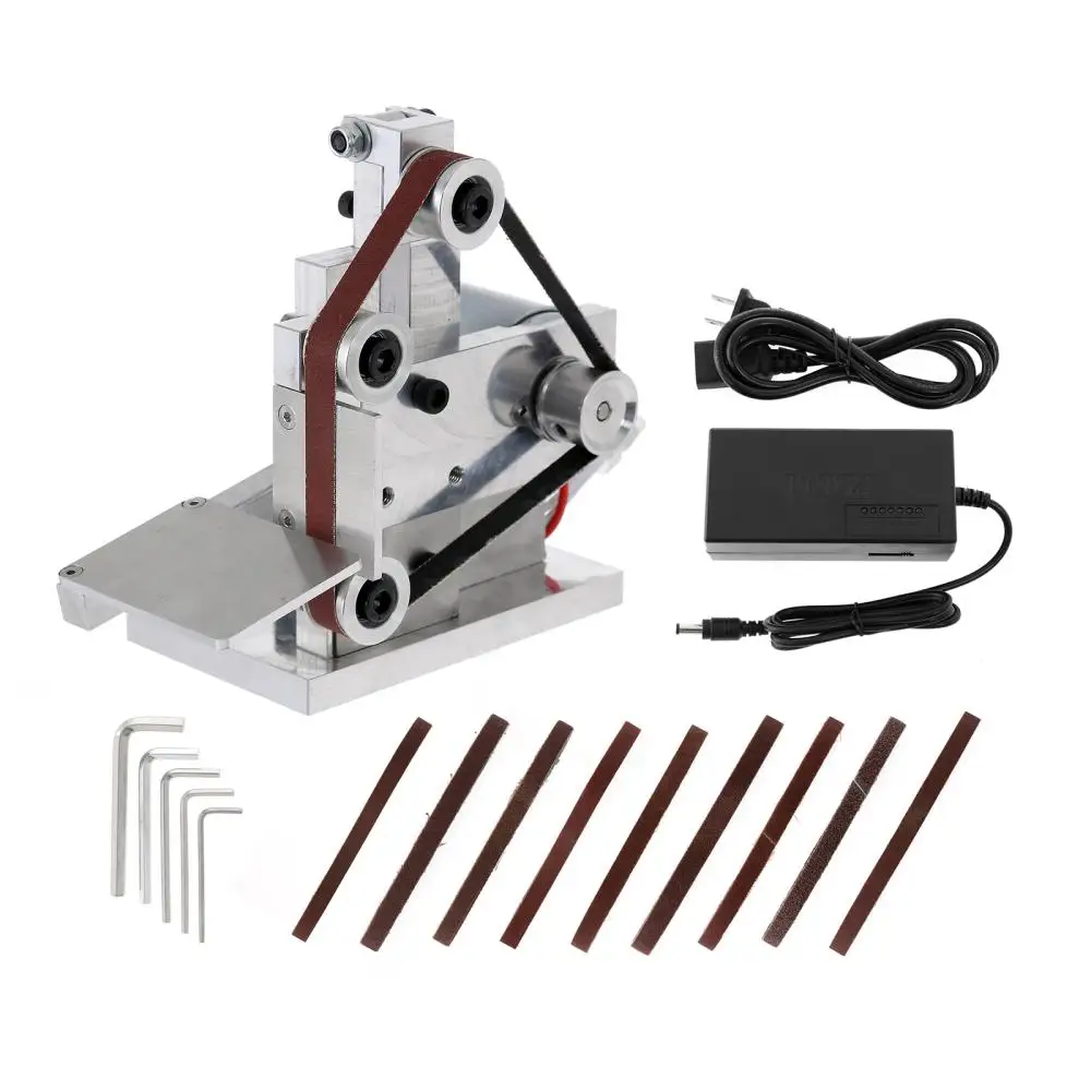 

7 Speed Adjustable Electric Belt Sander DIY Polishing Machine Metal Wood Grinder Edges Sharpener Cutter with Abrasive Belt EU