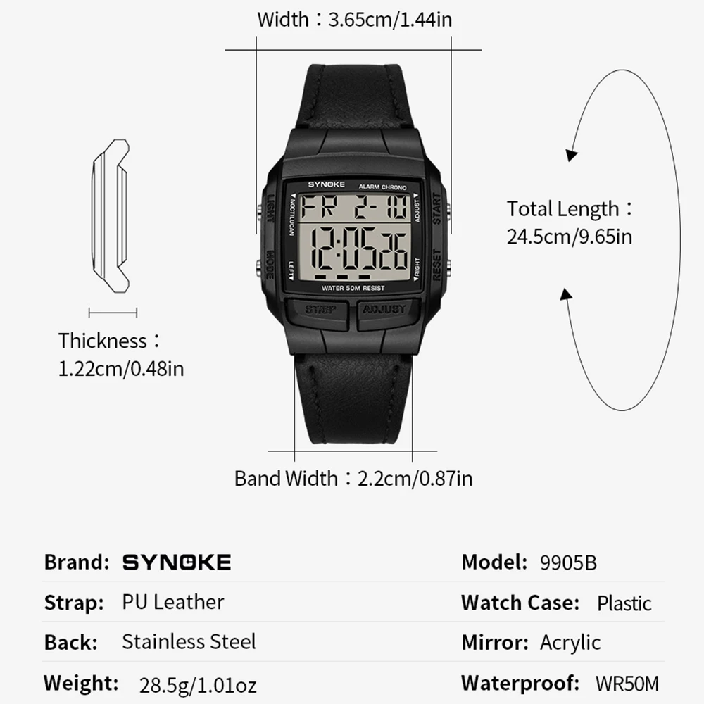 5ATM High Performance Men's Waterproof Digital Watch