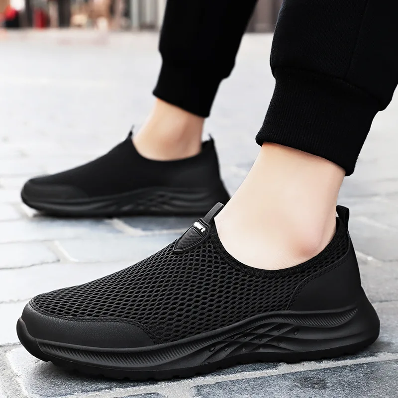 

Men's Summer New Mesh Breathable Anti-Odor Slip-On Casual Shoes Lightweight Comfort Dad Walking Flats Soft Sole Outdoor Loafers