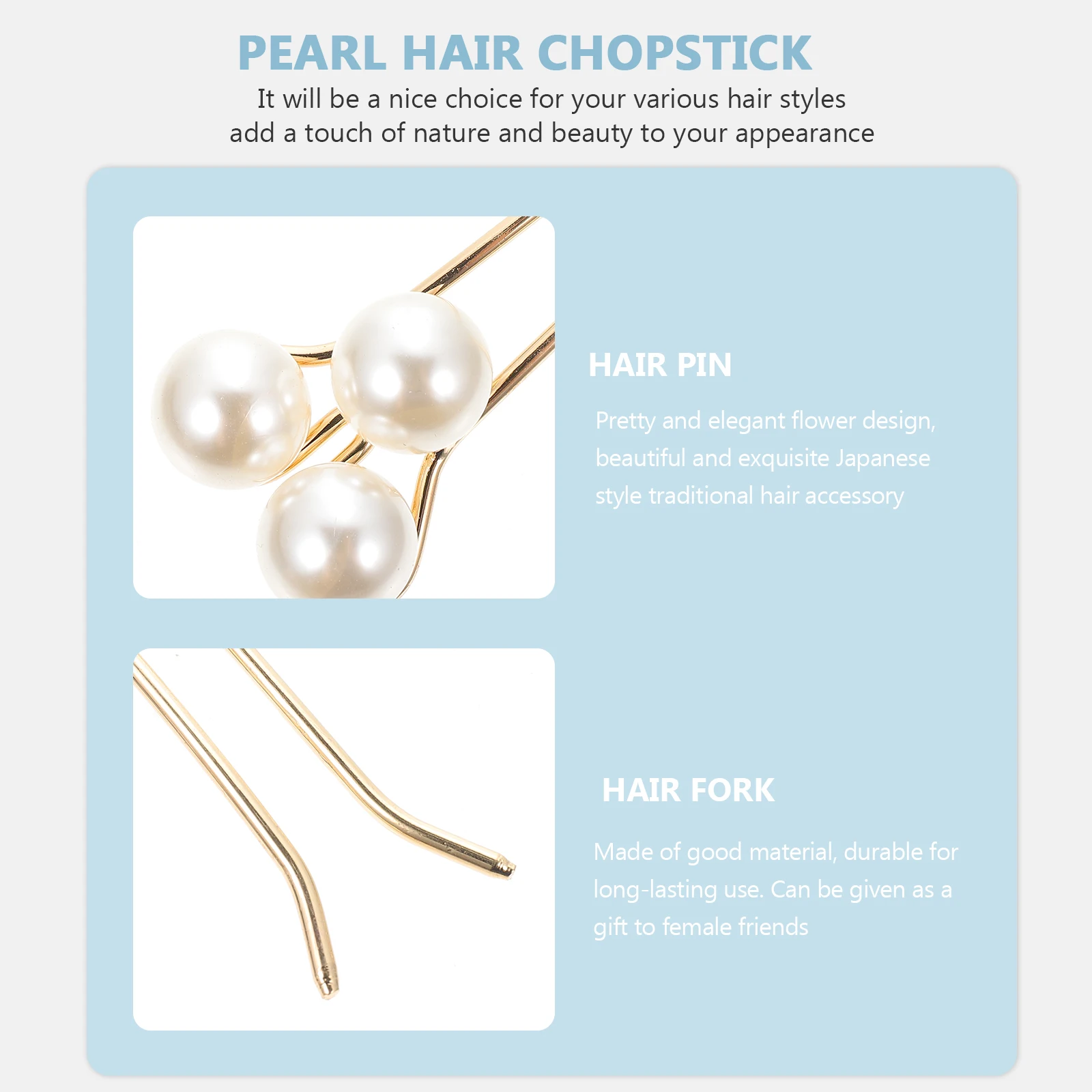 

3 Pcs Pearl Hairpin Tiara Chopstick Bun Headgear Long Alloy Holder Bride Pearls