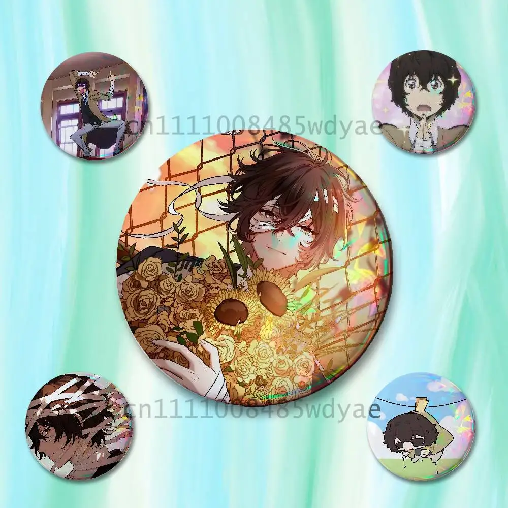 B-Bungo Stray Dogs O-Osamu D-Dazai Badges 25 32 44 58 75 mm Round Cosplay Pin Fans Collect Friends Gifts Brooch Souvenir Custom