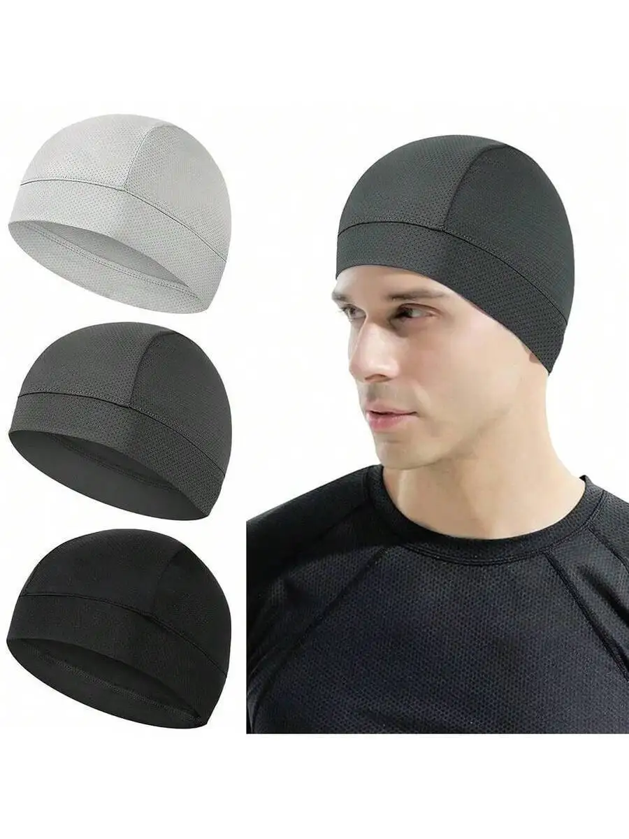 

3 Pieces Beige Cooling Skull Cap - Mesh Helmet Liner, Sweat Wicking For Men Women Cycling Running