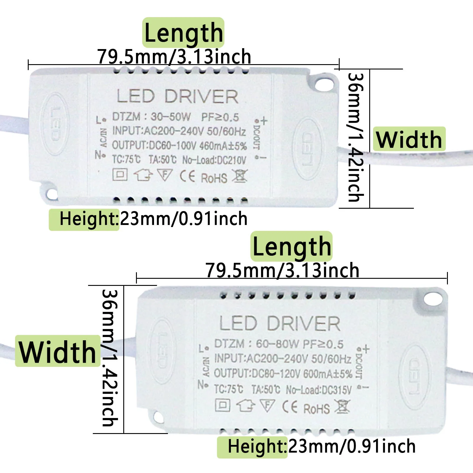 LED Driver 450mA 600mAFor LEDs alimentatore AC 100-240V TO60-100V 80-120V per LED plafoniera bordo lampada illuminazione trasformatori