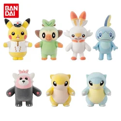 Bandai Genuine Box Egg Pokemon Plush Surface Doll Pikachu Grookey Scorbunny Action Figure Model Toy