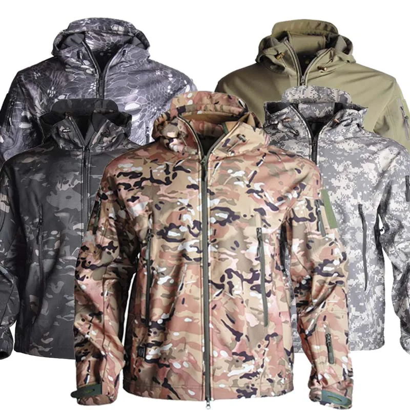 

Outdoor Jacket Soft Shell Jackets Tactical Jackets Windproof Waterproof Men Soft Fleece Jackets Mens Hooded Coat Hunting Clothes