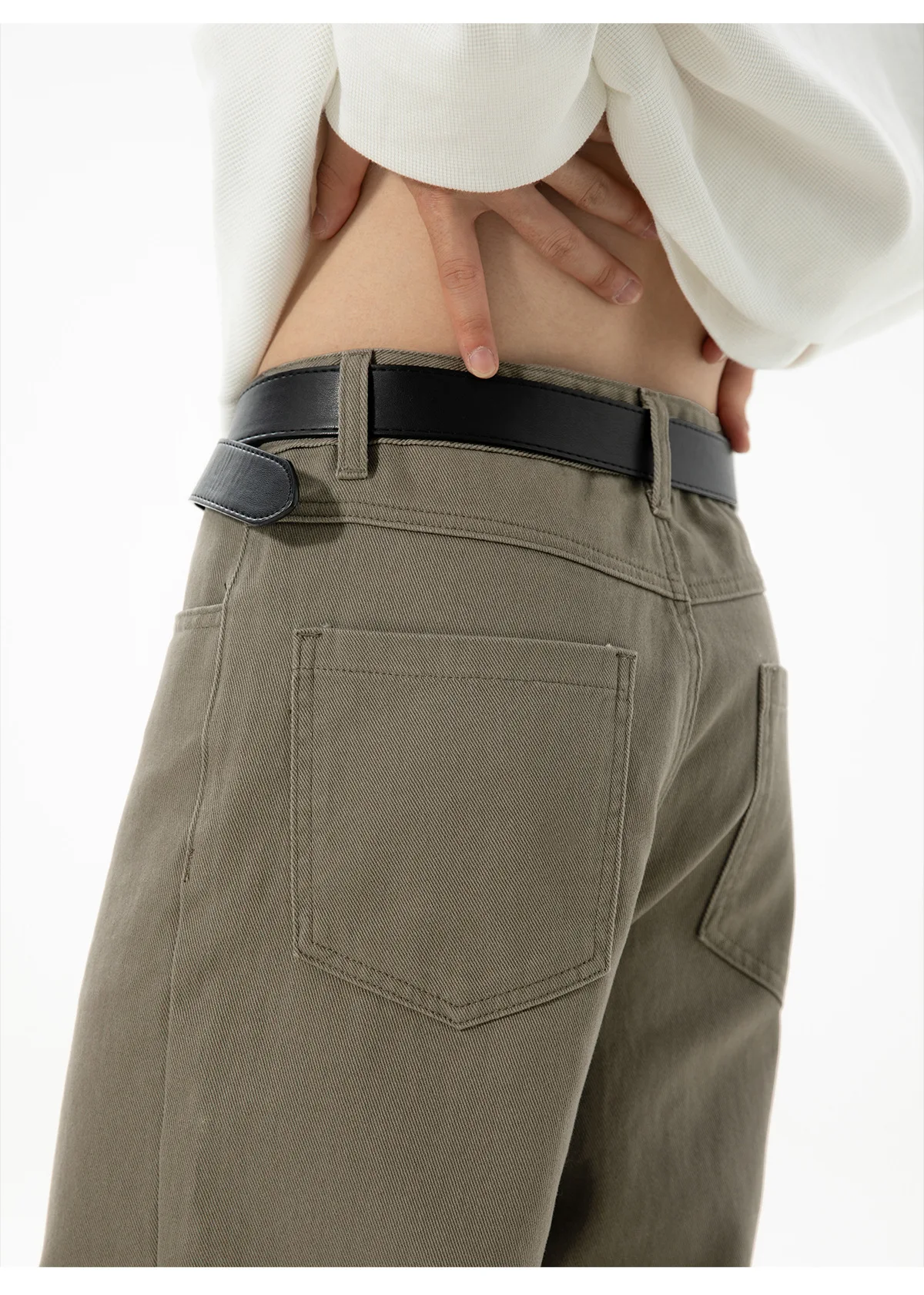New Men's Casual Pants Solid Color Wide Leg Vintage Loose Straight-leg Bottom All-match Male Trousers Autumn