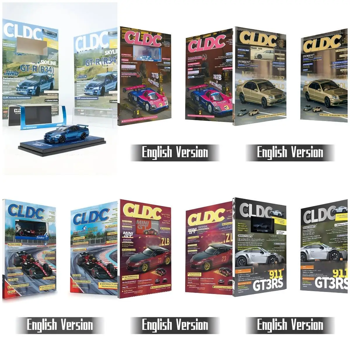 CLDC CarBook 1:64  BMC 787B RE V7 GT 911 Minigt 737 R34 GT3RS Z LB solido S Class Varnish collection Die-cast Alloy Car Model