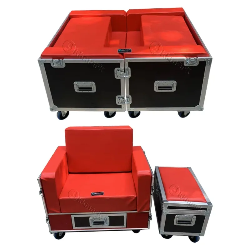 

Kkmark Outdoor Travel Rest Single Sofa Flight case With 2x Single Arm Chair 2 Drawer 2x Stools 1 Table