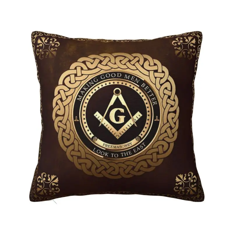 Custom Freemason Mason Symbol Modern Throw Pillow Cover Classic Masonic Freemasonry Cushions Cover for Sofa