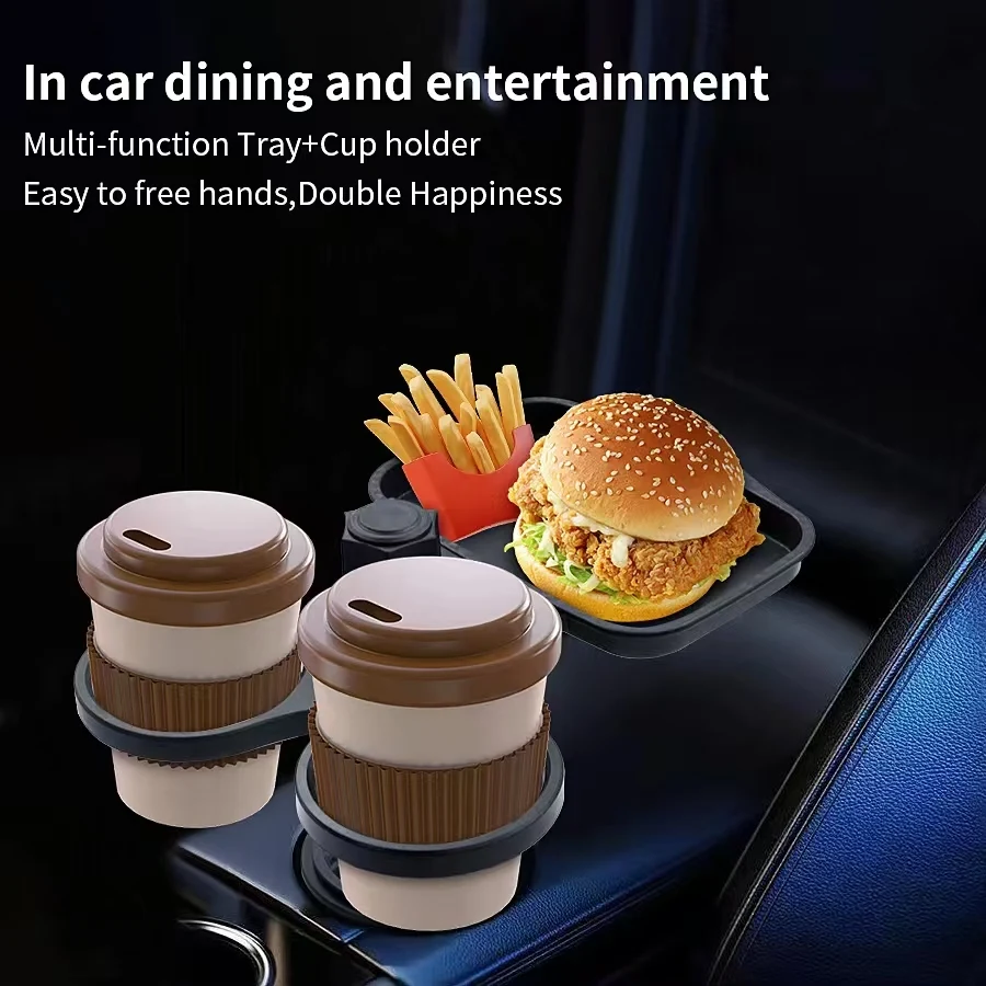 Multi Functional Dining Tray Coffee Beverage Burger Table 360 Degree Rotating Car Cup Holder