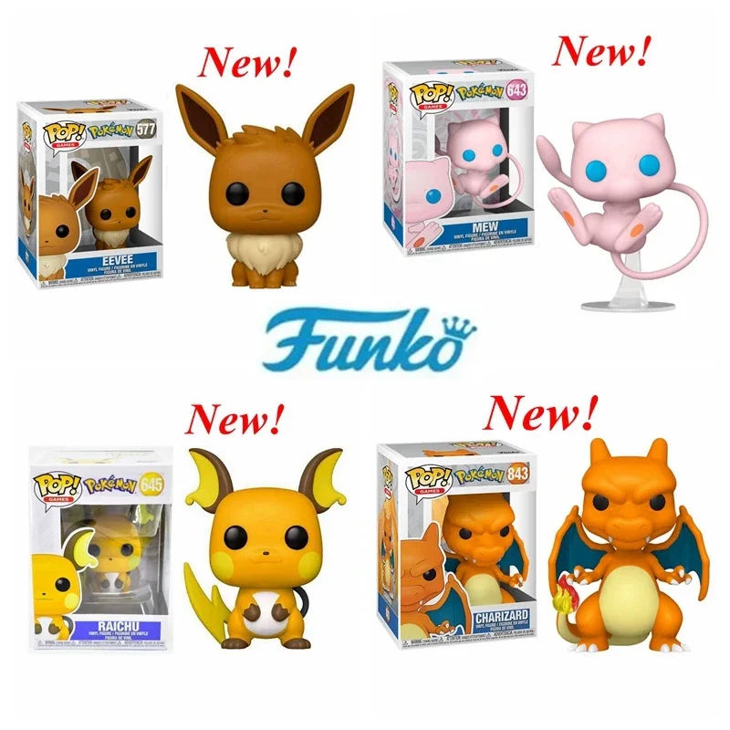 New Funko POP Pikachu Series Eevee #577 #643 Raichu 645 MEW #843 Charizard Vinyl Dolls Action Figure PVC Model Toy for Kids Gift