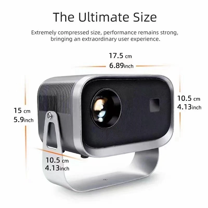 Mini Wifi Projector With Bluetooth 1080P Electric Focus Home Theater Portable Projector 360°Adjustable Stand Easy To Use US Plug