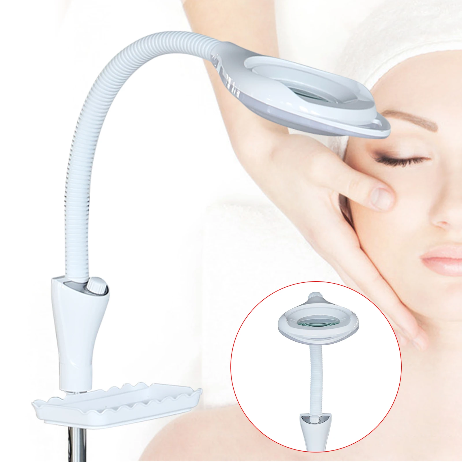 

58w LED Magnifying Floor Lamp Magnifying Glass Cold Light Lens Beauty Facial Light Salon Nail 110v