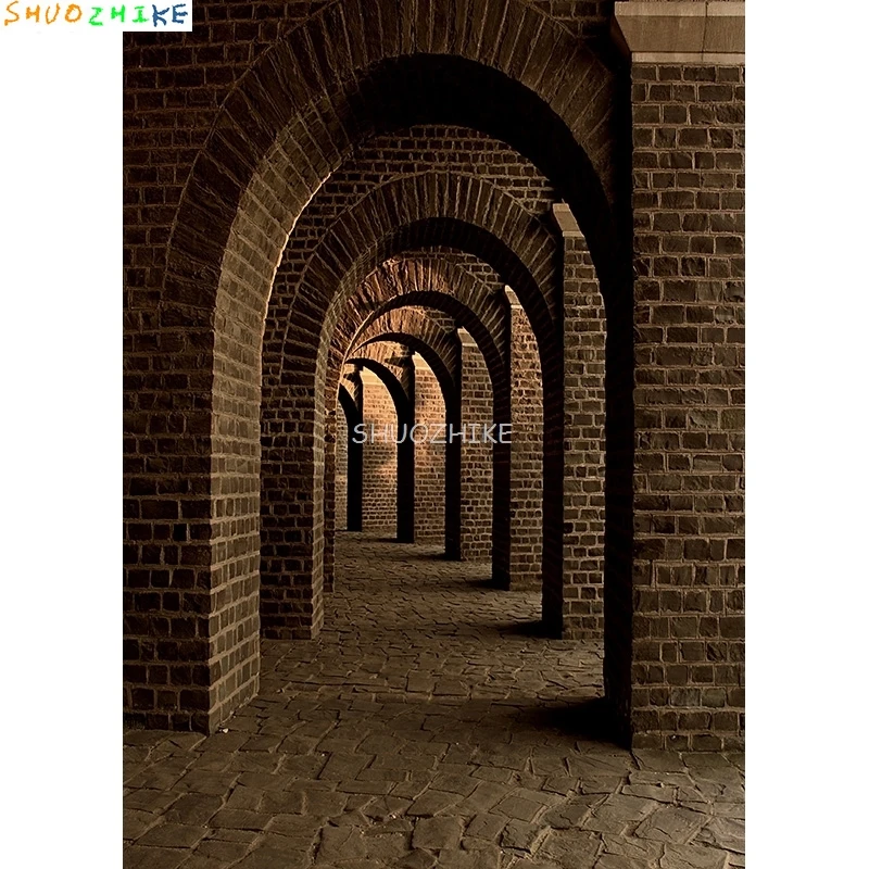 SHENGYONGBAO Background Brick Wall Wooden Door Abandoned Dilapidated Retro Photography Backdrop Photocall Photo Studio EHP-02