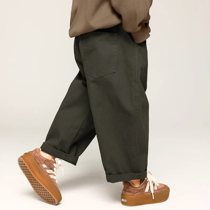 2025 New Autumn Children's Casual Pants Korean style Boys Loose Cotton Trousers Girls Elastic Waist Pants Stylish Kids Clothes