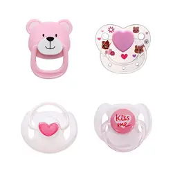 Magnetic Pacifier Set 4 Pcs Pink Style Reborn Baby Doll Feeding Toy Accessories