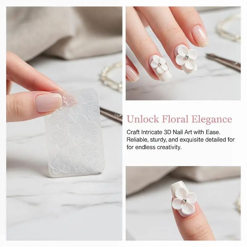 1 Stück 3D Handgeschnitzte Eisblumen-Rosen-Nagelkunst-Form aus Silikon, Niedliches Nagel-Charms-Werkzeug für Frauen, DIY Maniküre Harz-Zubehör – Detail 7