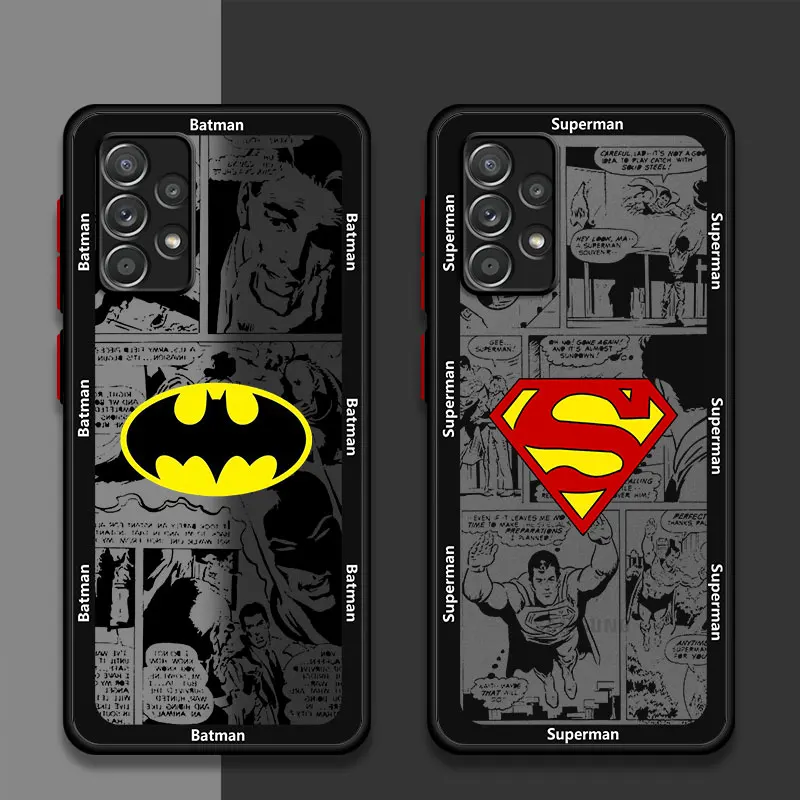 Matte Case For Samsung Galaxy A54 A53 A14 A52 A13 A12 A51 A34  A21s A33 A71 A32 A50 AHard Phone Shell Superman Batman Anime