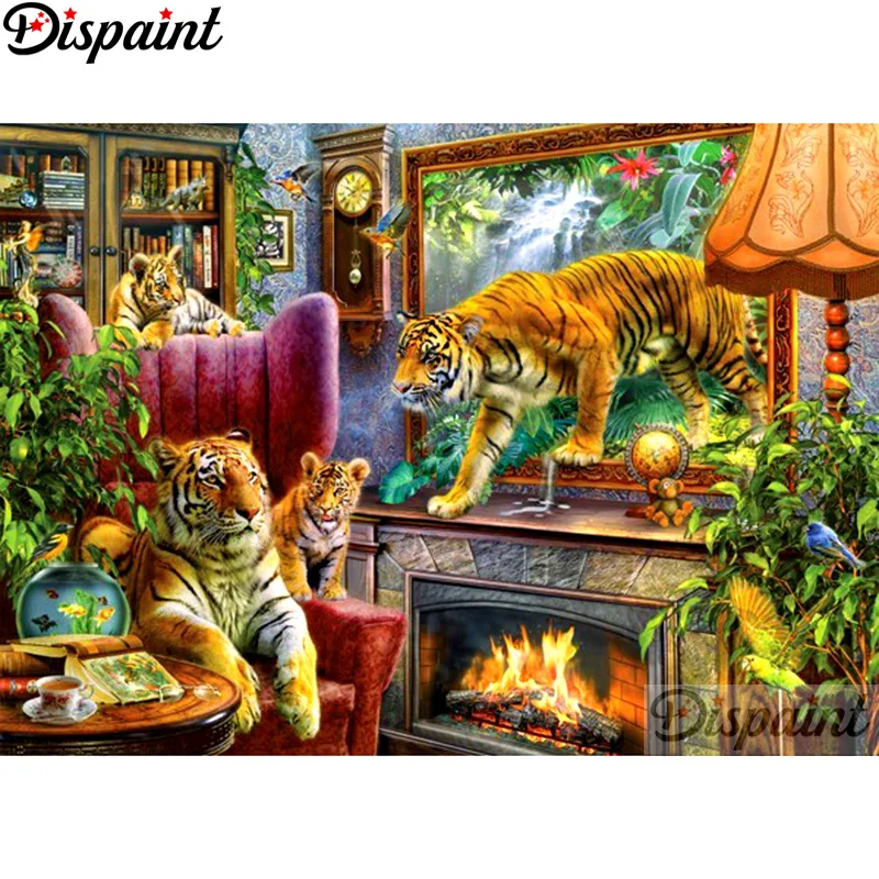 

Dispaint Full Square/Round Drill 5D DIY Diamond Painting "Animal tiger scenery"3D Embroidery Cross Stitch Home Decor Gift A12206