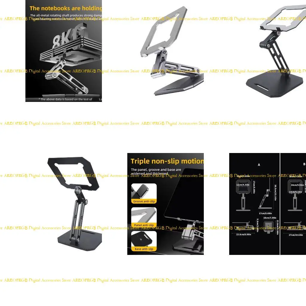 E21E Aluminum Tablet Holder for Home Office Kitchen Travel with Easy Foldable