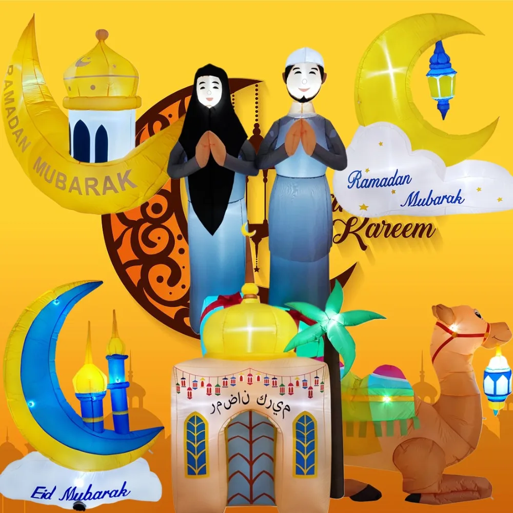 

Надувные игрушки для украшения на Рамадан с LED-подсветкой, модель «Ид Мубарак» для празднования постов мусульман/исламских праздников