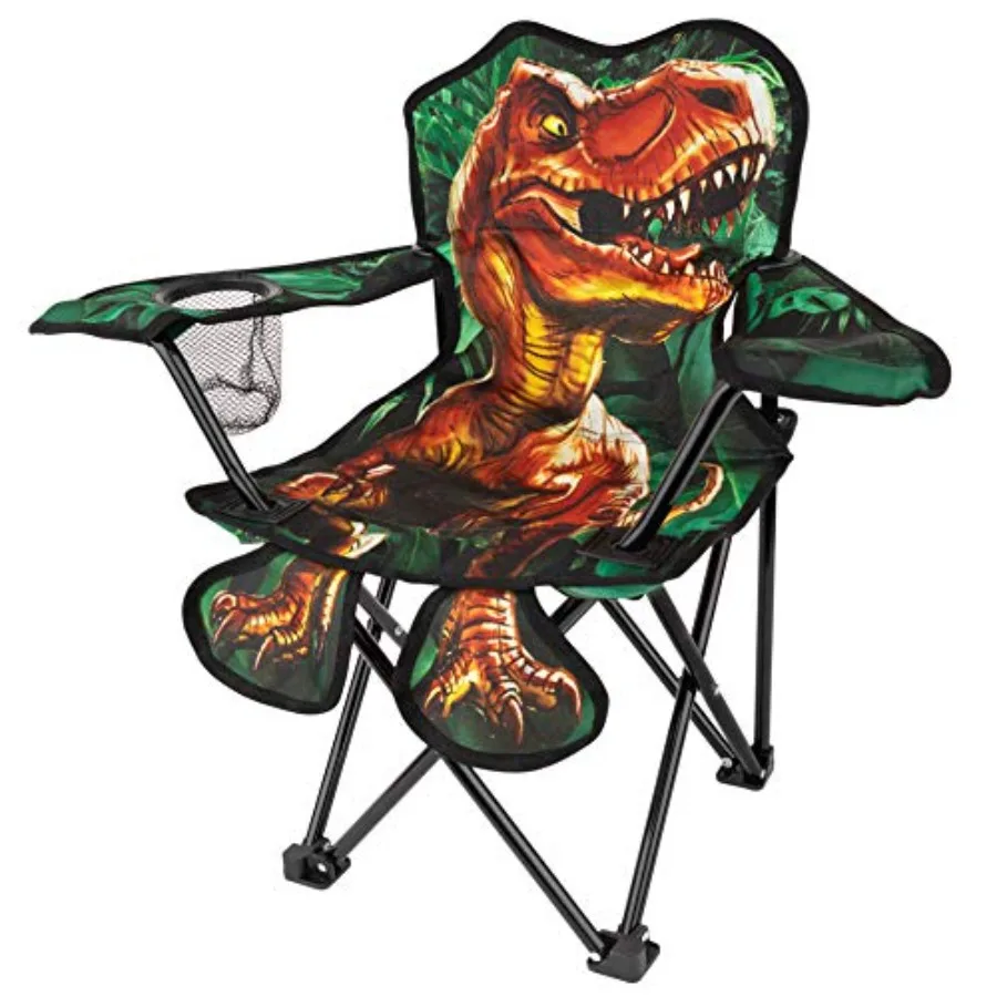 

Outdoor Dinosaur Camping Chair Foldable 's Chair for Camping, Tailgates, Beach, Carrying Bag Included Mesh Cup Holder and Sturd